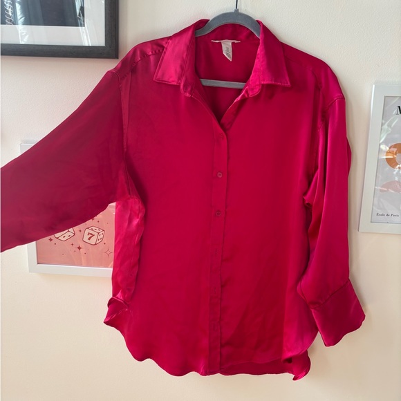 H&M Oversized Silk Button Up - Picture 1 of 5